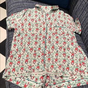 Roller Rabbit Pajamas with Red and Green Monkey Print- like new!  !